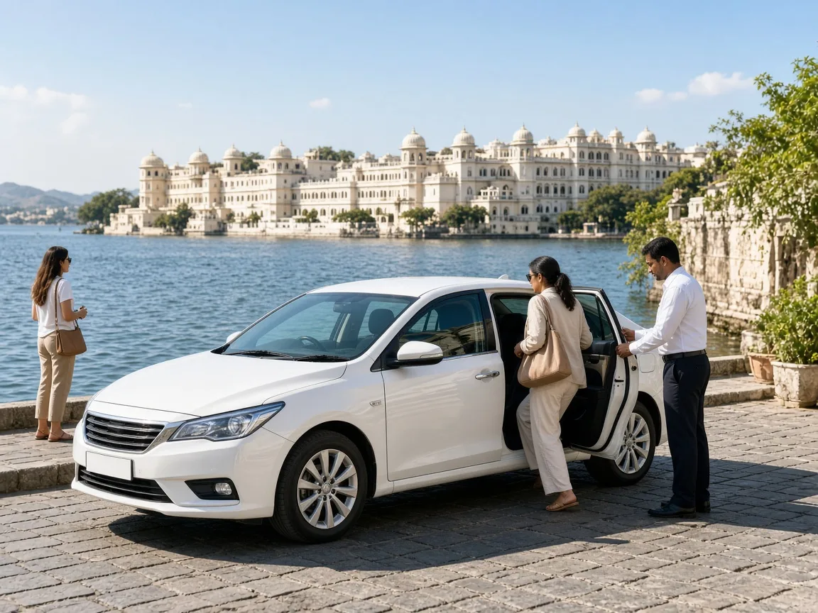 Airport pickup plus half-day Udaipur city sightseeing taxi