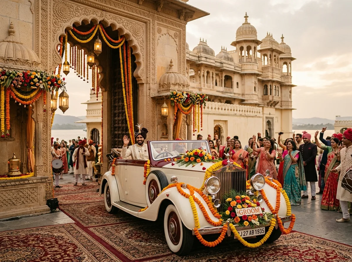 Royal Vintage Car for Groom Baraat Entry in Udaipur