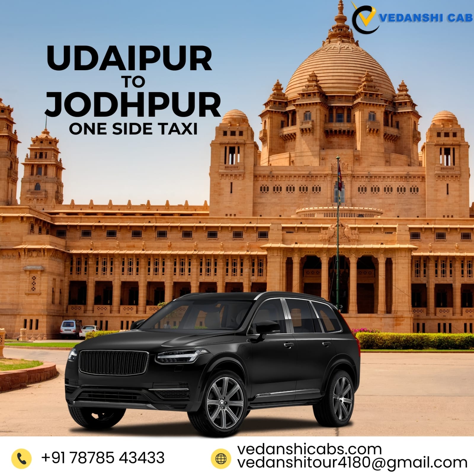 Udaipur To Jodhpur One Side Taxi